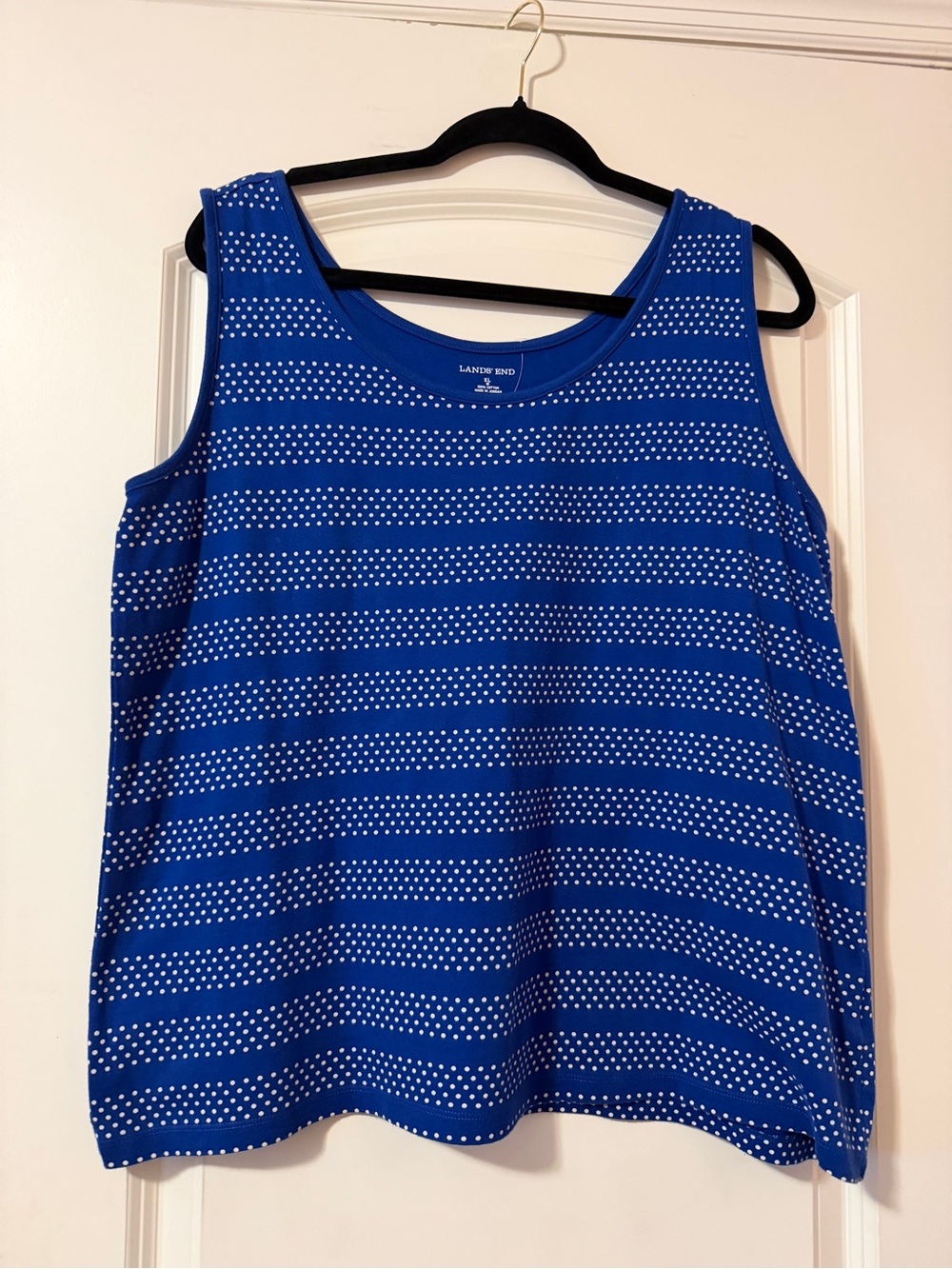 Lands' End Royal Blue Polka Dot Tank
